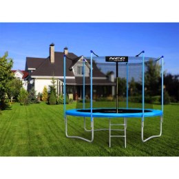 TRAMPOLINA OGRODOWA NIEBIESKA ROZMIAR 183 CM Z SIATKĄ WEWNĘTRZNĄ I DRABINKĄ