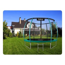 TRAMPOLINA OGRODOWA ROZMIAR 252 CM Z SIATKA, PROFILOWANYMI SŁUPKAMI I DRABINKĄ