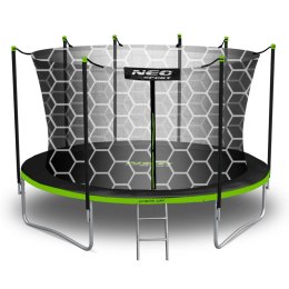 TRAMPOLINA OGRODOWA ROZMIAR 374 CM Z SIATKĄ WEWNĘTRZNĄ I DRABINKĄ