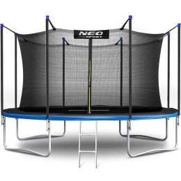 TRAMPOLINA OGRODOWA ROZMIAR 374 CM Z CZARNĄ SIATKĄ WEWNĘTRZNĄ I DRABINKĄ