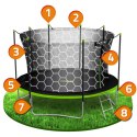 TRAMPOLINA OGRODOWA ROZMIAR 404 CM Z SIATKĄ WEWNĘTRZNĄ I DRABINKĄ