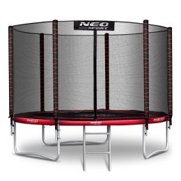 TRAMPOLINA OGRODOWA CARNO/CZERWONA ROZMIAR 183 CM Z SIATKĄ ZEWNĘTRZNĄ I DRABINKĄ