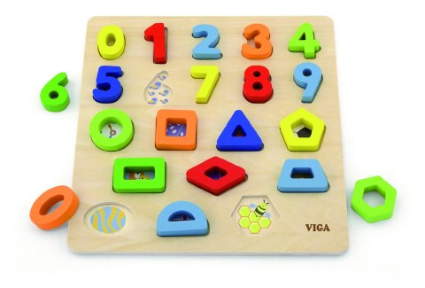 Viga 50119 Puzzle - sorter kształtów cyfry i kształty Viga 50119 Puzzle - sorter kształtów cyfry i kształty