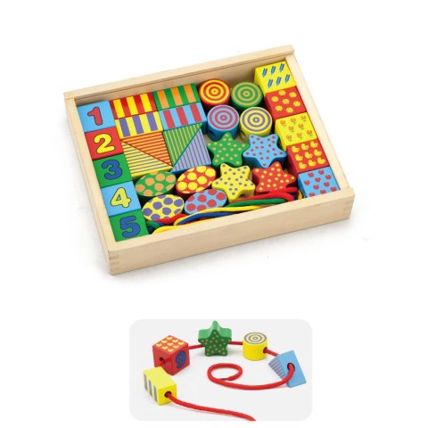 Viga 58505 Edukacyjne sensoryczne klocki do nawlekania Viga 58505 Edukacyjne sensoryczne klocki do nawlekania