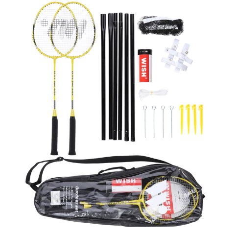 ALUMTEC 4466 ZESTAW RAKIET DO BADMINTONA ŻÓŁTY 2SZT + LOTKI 3 SZT + SIATKA + LINIE WISH WISH ALUMTEC 4466 ZESTAW RAKIET DO BADMINTONA ŻÓŁTY 2SZT + LOTKI 3 SZT + SIATKA + LINIE WISH WISH