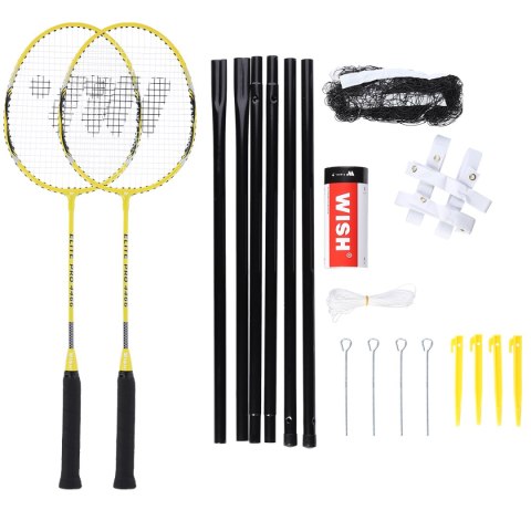 ALUMTEC 4466 ZESTAW RAKIET DO BADMINTONA ŻÓŁTY 2SZT + LOTKI 3 SZT + SIATKA + LINIE WISH WISH ALUMTEC 4466 ZESTAW RAKIET DO BADMINTONA ŻÓŁTY 2SZT + LOTKI 3 SZT + SIATKA + LINIE WISH WISH