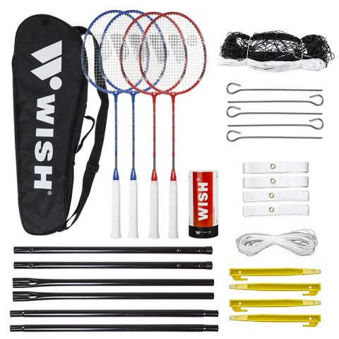 ALUMTEC 5566 ZESTAW RAKIET DO BADMINTONA 4 SZT + LOTKI 3 SZT + SIATKA + LINIE WISH WISH ALUMTEC 5566 ZESTAW RAKIET DO BADMINTONA 4 SZT + LOTKI 3 SZT + SIATKA + LINIE WISH WISH