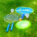 ZESTAW DO BADMINTONA 3w1, 2 RAKIETY + 2 RAKIETY NA PLAŻĘ + LOTKI + FRISBEE JUNIOR
