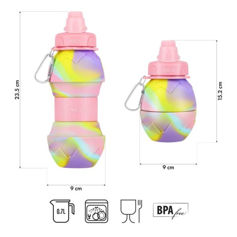 BIDON SILIKONOWY SKŁADANY 700ML RÓŻOWY BIDON SILIKONOWY SKŁADANY 700ML RÓŻOWY