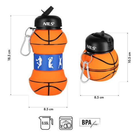 BIDON SILIKONOWY SKŁADANY 550ML BASKETBALL BIDON SILIKONOWY SKŁADANY 550ML BASKETBALL