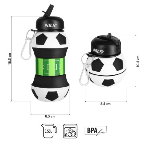 BIDON SILIKONOWY SKŁADANY 550ML FOOTBALL BIDON SILIKONOWY SKŁADANY 550ML FOOTBALL