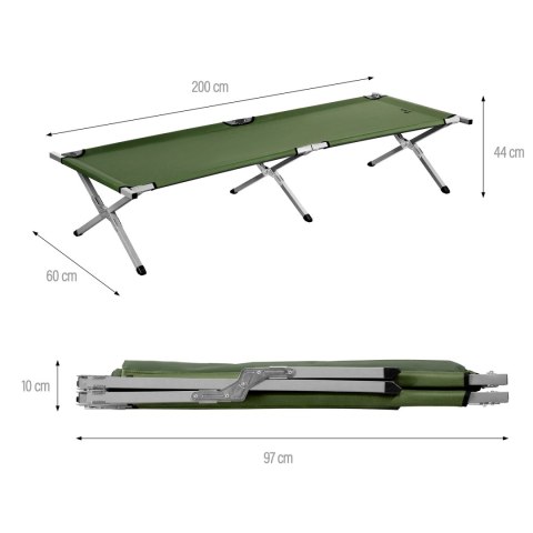ŁÓŻKO POLOWE SKŁADANE ZIELONE 200 CM ŁÓŻKO POLOWE SKŁADANE ZIELONE 200 CM