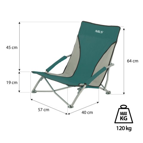 ZIELONO-SZARE KRZESŁO PLAŻOWE CAMP ZIELONO-SZARE KRZESŁO PLAŻOWE CAMP