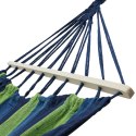 NIEBIESKI HAMAK Z DREWNIANĄ BELKĄ 70CM I METALOWYM UCHWYTEM