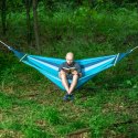CIEMNONIEBIESKI HAMAK Z DREWNIANĄ BELKĄ 70CM I METALOWYM UCHWYTEM