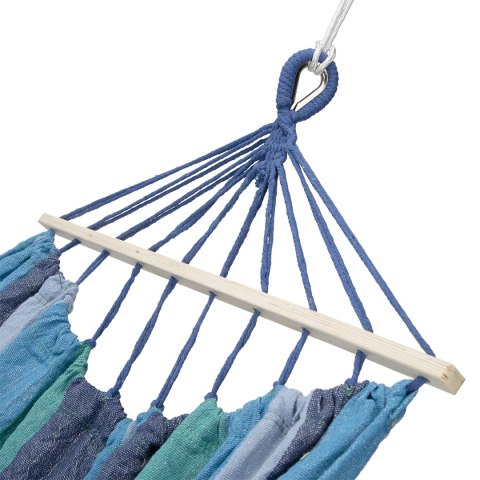 CIEMNONIEBIESKI HAMAK Z DREWNIANĄ BELKĄ 70CM I METALOWYM UCHWYTEM CIEMNONIEBIESKI HAMAK Z DREWNIANĄ BELKĄ 70CM I METALOWYM UCHWYTEM