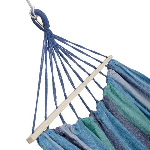 CIEMNONIEBIESKI HAMAK Z DREWNIANĄ BELKĄ 70CM I METALOWYM UCHWYTEM CIEMNONIEBIESKI HAMAK Z DREWNIANĄ BELKĄ 70CM I METALOWYM UCHWYTEM