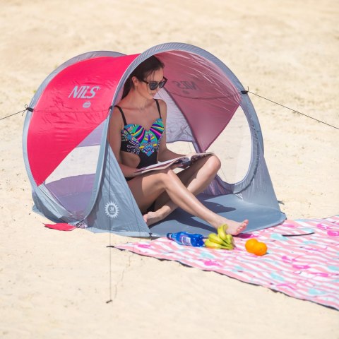 CZERWONO-SZARY NAMIOT PLAŻOWY SAMOROZKŁADAJĄCY PODŁOGA CZERWONO-SZARY NAMIOT PLAŻOWY SAMOROZKŁADAJĄCY PODŁOGA