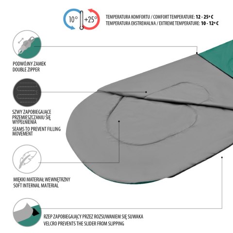 NC2105 ZIELONO-SZARY ŚPIWÓR ROZMIAR L NILS CAMP NILS CAMP NC2105 ZIELONO-SZARY ŚPIWÓR ROZMIAR L NILS CAMP NILS CAMP