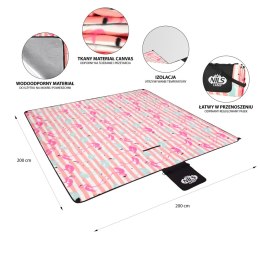 FLAMINGI KOC PIKNIKOWY 200×200cm PE + ALU