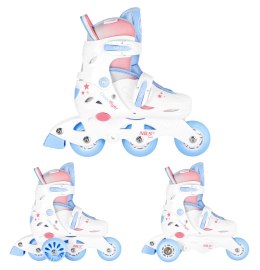 NJ1190 ŁYŻWOROLKI 3W1 THREE STEPS W ZESTAWIE Z WROTKĄ BIAŁA ROZM. S (30-33) NILS FUN NILS FUN