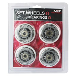 PU 70x24 BIAŁE 82A (4 SZT) + ABEC-7 (8 SZT) ZESTAW NILS EXTREME NILS EXTREME