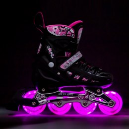 NH10905 4w1 RÓŻOWE LED ROZM. M(35-38) ŁYŻWOROLKI Z WYM. PŁOZĄ HOKEJOWĄ NILS EXTREME NILS EXTREME