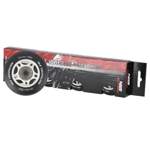 PU 72x24 82A CZARNE MATOWE (4 szt.) + ABEC-9 (8 szt.) ZESTAW NILS EXTREME NILS EXTREME PU 72x24 82A CZARNE MATOWE (4 szt.) + ABEC-9 (8 szt.) ZESTAW NILS EXTREME NILS EXTREME