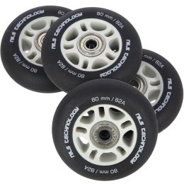 PU 80x24 82A CZARNE MATOWE (4 szt.) + ABEC-9 (8 szt.) ZESTAW NILS EXTREME NILS EXTREME