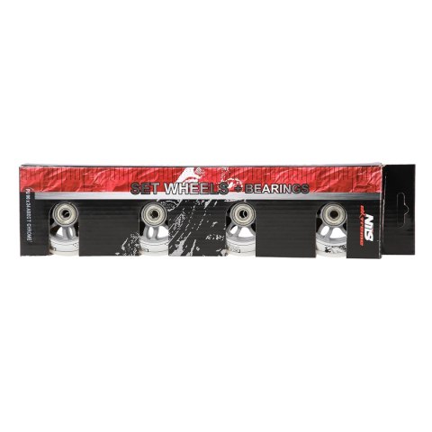 PU 90x24 82A BIAŁE (4 szt.) + ABEC-7 CHROME (8 szt.) ZESTAW NILS EXTREME NILS EXTREME PU 90x24 82A BIAŁE (4 szt.) + ABEC-7 CHROME (8 szt.) ZESTAW NILS EXTREME NILS EXTREME