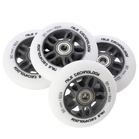 PU 90x24 82A BIAŁE MATOWE (4 szt.) + ABEC-9 CHROME (8 szt.) ZESTAW NILS EXTREME NILS EXTREME PU 90x24 82A BIAŁE MATOWE (4 szt.) + ABEC-9 CHROME (8 szt.) ZESTAW NILS EXTREME NILS EXTREME