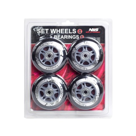 PU 90x24 82A CZARNE (4 szt.) + ABEC-9 CHROME (8 szt.) ZESTAW NILS EXTREME NILS EXTREME PU 90x24 82A CZARNE (4 szt.) + ABEC-9 CHROME (8 szt.) ZESTAW NILS EXTREME NILS EXTREME