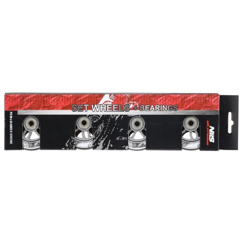 PU 90x24 82A CZARNE (4 szt.) + ABEC-9 CHROME (8 szt.) ZESTAW NILS EXTREME NILS EXTREME PU 90x24 82A CZARNE (4 szt.) + ABEC-9 CHROME (8 szt.) ZESTAW NILS EXTREME NILS EXTREME