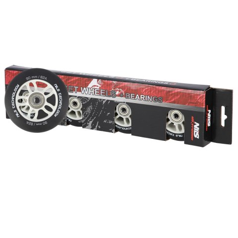 PU 90x24 82A CZARNE MATOWE (4 szt.) + ABEC-9 CHROME (8 szt.) ZESTAW NILS EXTREME NILS EXTREME PU 90x24 82A CZARNE MATOWE (4 szt.) + ABEC-9 CHROME (8 szt.) ZESTAW NILS EXTREME NILS EXTREME