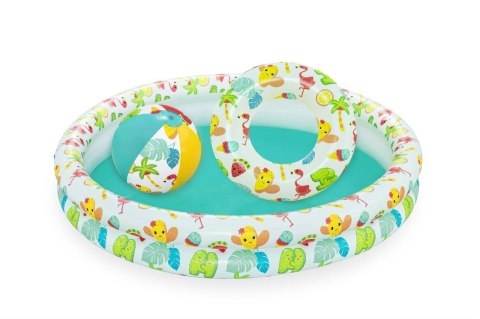Bestway 51124 Zestaw Basenik dmuchany do pływania 1.22m x 20cm, Koło 46cm, Piłka 27cm Bestway 51124 Zestaw Basenik dmuchany do pływania 1.22m x 20cm, Koło 46cm, Piłka 27cm
