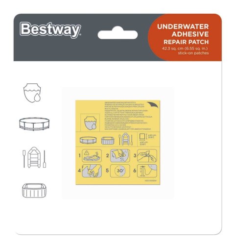 Bestway 62091 Zestaw naprawczy - Łaty wodoodporne 6.5cm x 6.5cm - 10szt Bestway 62091 Zestaw naprawczy - Łaty wodoodporne 6.5cm x 6.5cm - 10szt