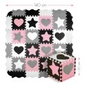 MD03 MATA DZIECIĘCA PUZZLE KOJEC PINK HEARTS 36 ELEMENTÓW 140x140CM NILS FUN NILS FUN