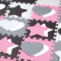 MD03 MATA DZIECIĘCA PUZZLE KOJEC PINK HEARTS 36 ELEMENTÓW 140x140CM NILS FUN NILS FUN