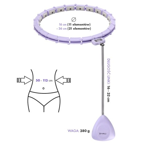 HHM14 HULA HOP VIOLET Z MAGNESAMI I OBCIĄŻNIKIEM + LICZNIK HMS HMS HHM14 HULA HOP VIOLET Z MAGNESAMI I OBCIĄŻNIKIEM + LICZNIK HMS HMS