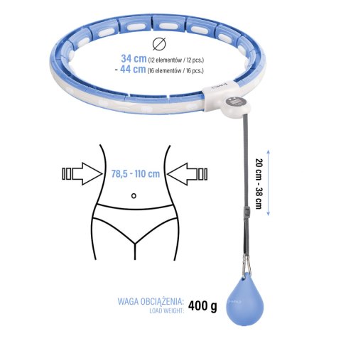 HHM15 HULA HOP BLUE Z MAGNESEM I OBCIĄŻNIKIEM + LICZNIK HMS HMS HHM15 HULA HOP BLUE Z MAGNESEM I OBCIĄŻNIKIEM + LICZNIK HMS HMS