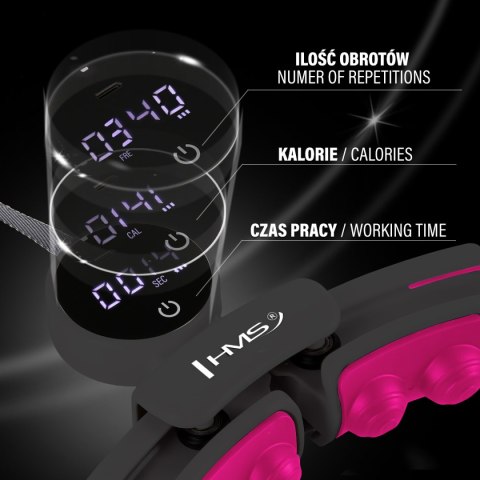 HHM16 HULA HOP BLACK/PINK Z MAGNESAMI I OBCIĄŻNIKIEM + LICZNIK HMS HMS HHM16 HULA HOP BLACK/PINK Z MAGNESAMI I OBCIĄŻNIKIEM + LICZNIK HMS HMS