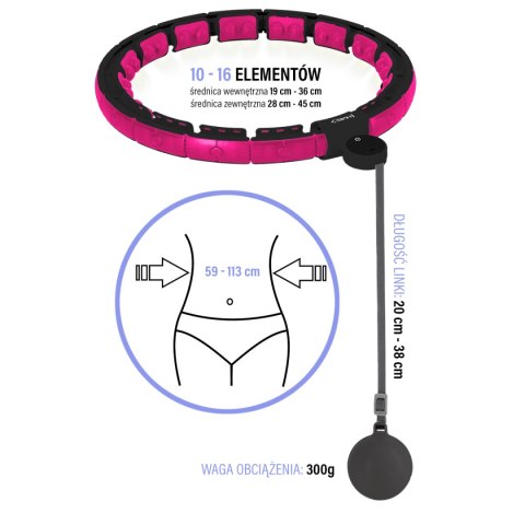 HHM16 HULA HOP BLACK/PINK Z MAGNESAMI I OBCIĄŻNIKIEM + LICZNIK HMS HMS HHM16 HULA HOP BLACK/PINK Z MAGNESAMI I OBCIĄŻNIKIEM + LICZNIK HMS HMS