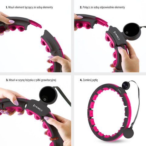 HHM16 HULA HOP BLACK/PINK Z MAGNESAMI I OBCIĄŻNIKIEM + LICZNIK HMS HMS HHM16 HULA HOP BLACK/PINK Z MAGNESAMI I OBCIĄŻNIKIEM + LICZNIK HMS HMS