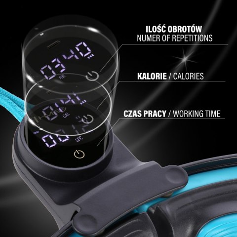 HHM17 HULA HOP BLACK/TURQUOISE Z MAGNESAMI I OBCIĄŻNIKIEM + LICZNIK HMS HMS HHM17 HULA HOP BLACK/TURQUOISE Z MAGNESAMI I OBCIĄŻNIKIEM + LICZNIK HMS HMS
