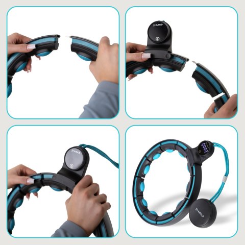 HHM17 HULA HOP BLACK/TURQUOISE Z MAGNESAMI I OBCIĄŻNIKIEM + LICZNIK HMS HMS HHM17 HULA HOP BLACK/TURQUOISE Z MAGNESAMI I OBCIĄŻNIKIEM + LICZNIK HMS HMS