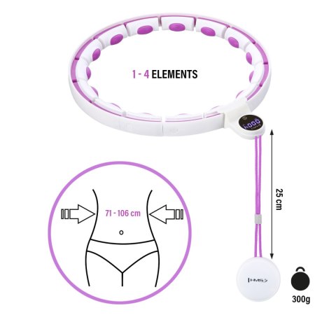 HHM17 HULA HOP WHITE/VIOLET Z MAGNESAMI I OBCIĄŻNIKIEM + LICZNIK HMS HMS HHM17 HULA HOP WHITE/VIOLET Z MAGNESAMI I OBCIĄŻNIKIEM + LICZNIK HMS HMS