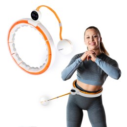 HHM21 HULA HOP WHITE/ORANGE Z MAGNESAMI, WYPUSTKAMI TPE I OBCIĄŻNIKIEM + LICZNIK HMS HMS