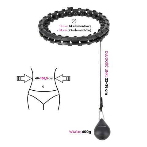 HHW01 HULA HOP BLACK Z WYPUSTKAMI I OBCIĄŻNIKIEM HMS HMS HHW01 HULA HOP BLACK Z WYPUSTKAMI I OBCIĄŻNIKIEM HMS HMS
