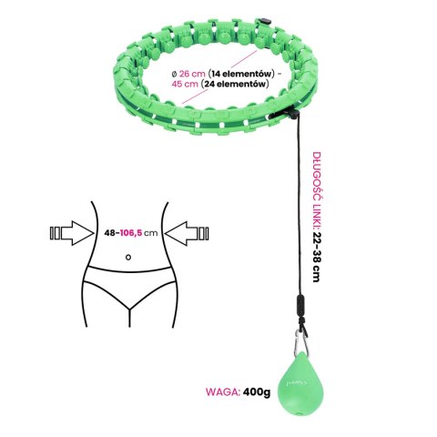 HHW01 HULA HOP GREEN Z WYPUSTKAMI I OBCIĄŻNIKIEM HMS HMS HHW01 HULA HOP GREEN Z WYPUSTKAMI I OBCIĄŻNIKIEM HMS HMS