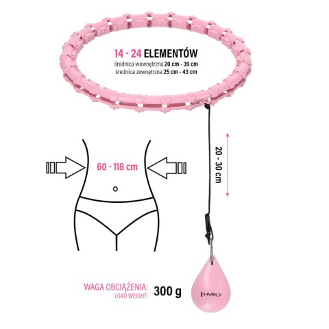 HHW02 HULA HOP LIGHT PINK Z WYPUSTKAMI I OBCIĄŻNIKIEM HMS HMS HHW02 HULA HOP LIGHT PINK Z WYPUSTKAMI I OBCIĄŻNIKIEM HMS HMS